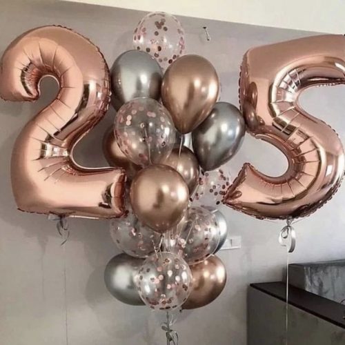 Number 25 Gold Pink Bouquet