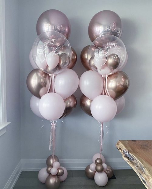 Pink Gold fountains double balloons