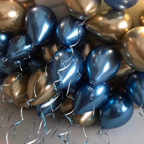 30 gold blue helium balloons ceiling dubai
