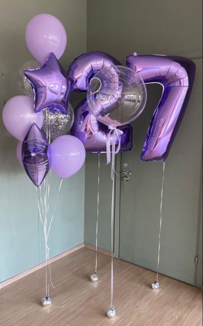Helium Number balloons set "Purple"