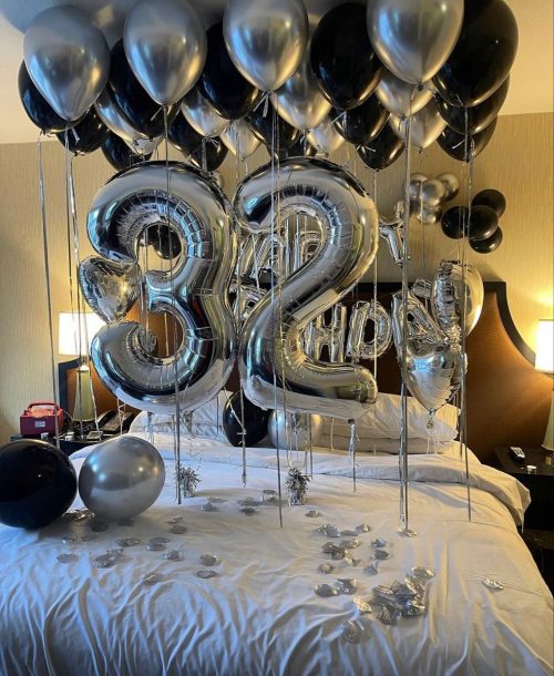Helium balloons set “Silver & black“