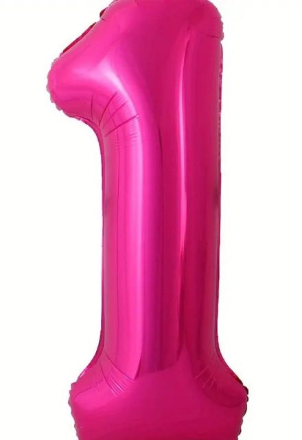 hot pink fuchsia number 1 balloon