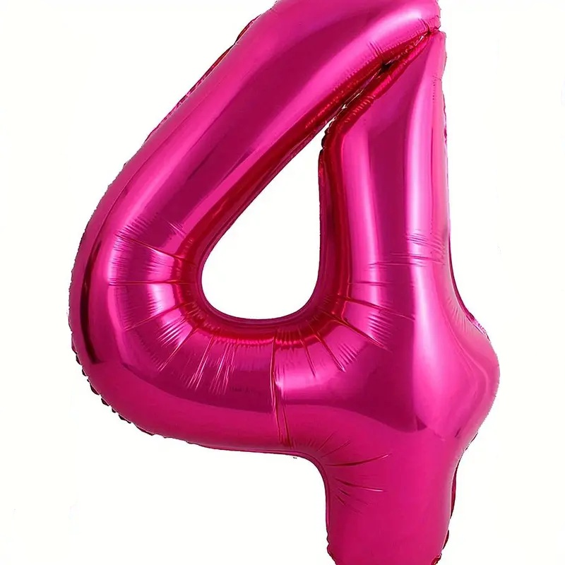 hot pink fuchsia number 4 balloon