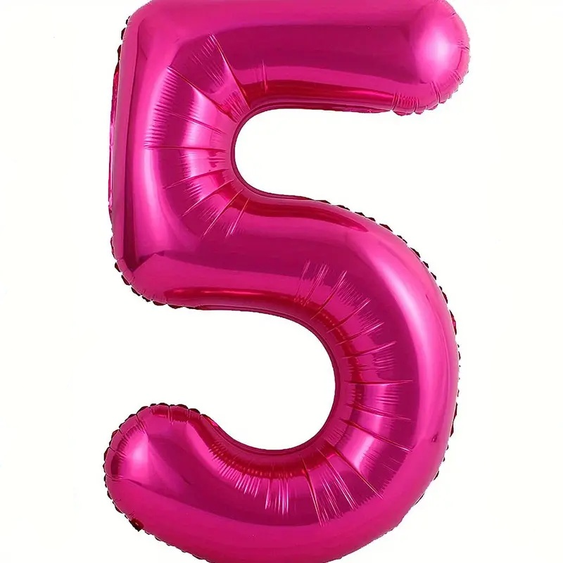 hot pink fuchsia number 5 balloon