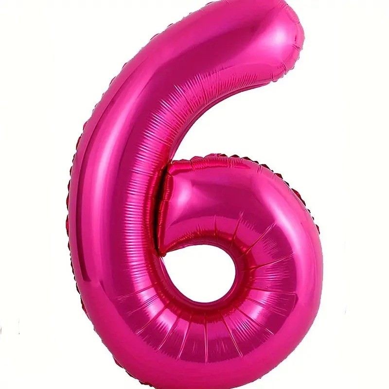 hot pink fuchsia number 6 balloon