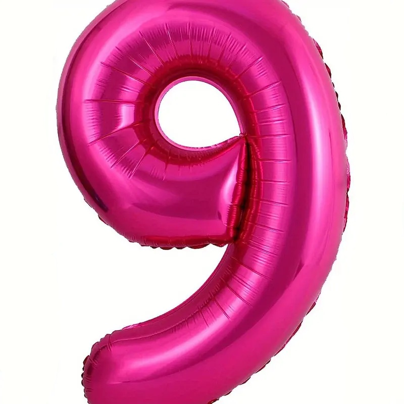 hot pink fuchsia number 9 balloon